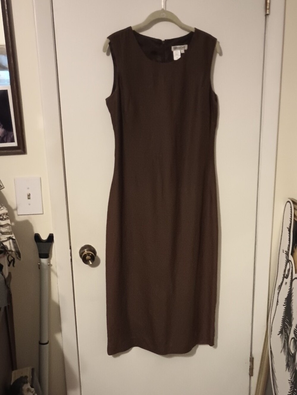 Coldwater Creek Size 10 Brown Linen-Blend 2 Piece Dress/Jacket Set